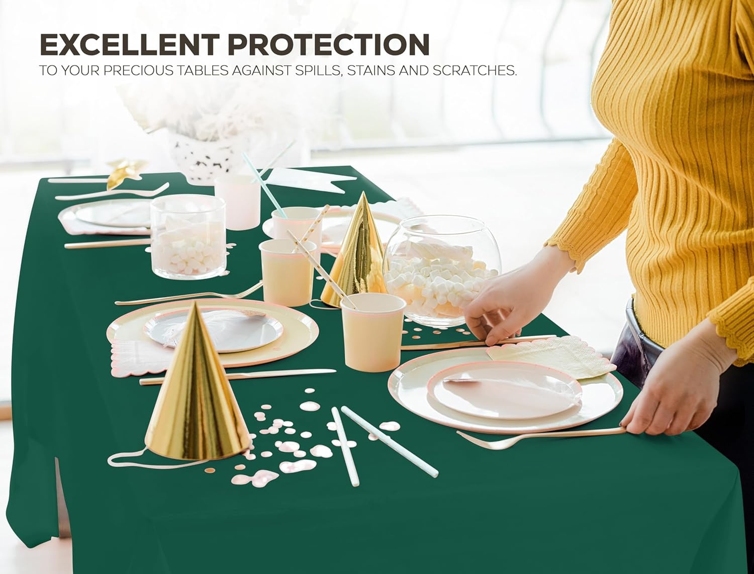 image:imageUtopia Kitchen Plastic Table Cloth Disposable 12 Pack 54x108 Inch Birthday Rectangle Tablecloth Waterproof Stain Resistant Party Table CoverGreen