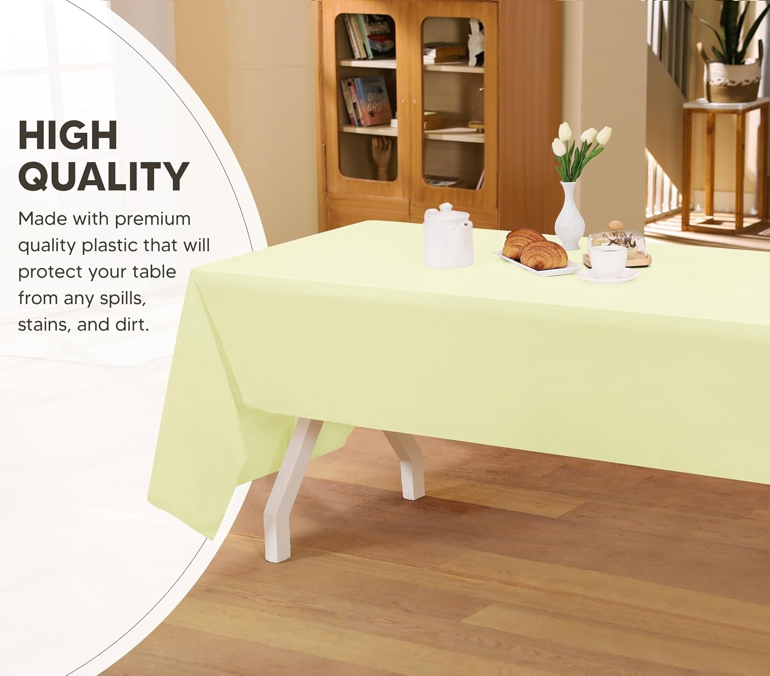 image:imageUtopia Kitchen Plastic Table Cloth Disposable 12 Pack 54x108 Inch Birthday Rectangle Tablecloth Waterproof Stain Resistant Party Table CoverIvory