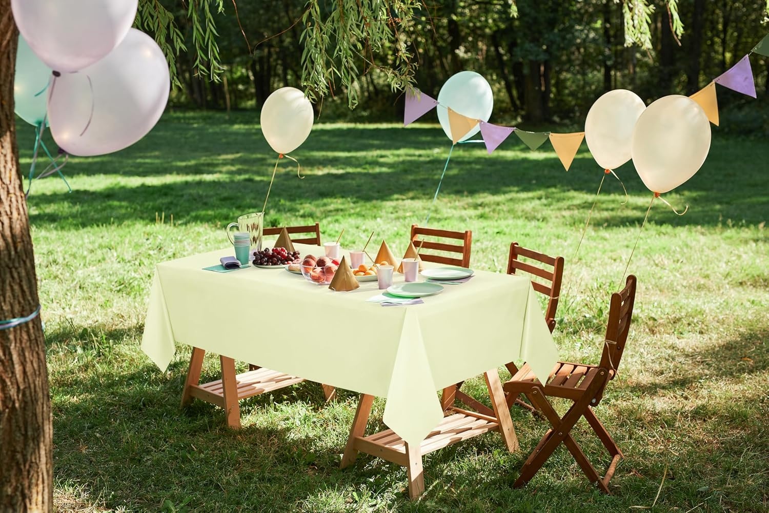 image:imageUtopia Kitchen Plastic Table Cloth Disposable 12 Pack 54x108 Inch Birthday Rectangle Tablecloth Waterproof Stain Resistant Party Table CoverIvory