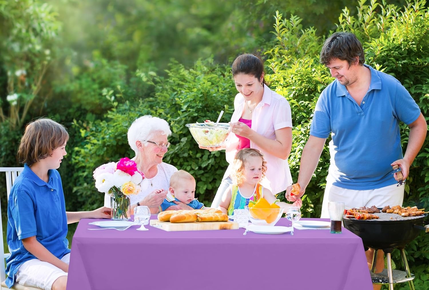 image:imageUtopia Kitchen Plastic Table Cloth Disposable 12 Pack 54x108 Inch Birthday Rectangle Tablecloth Waterproof Stain Resistant Party Table CoverLavender