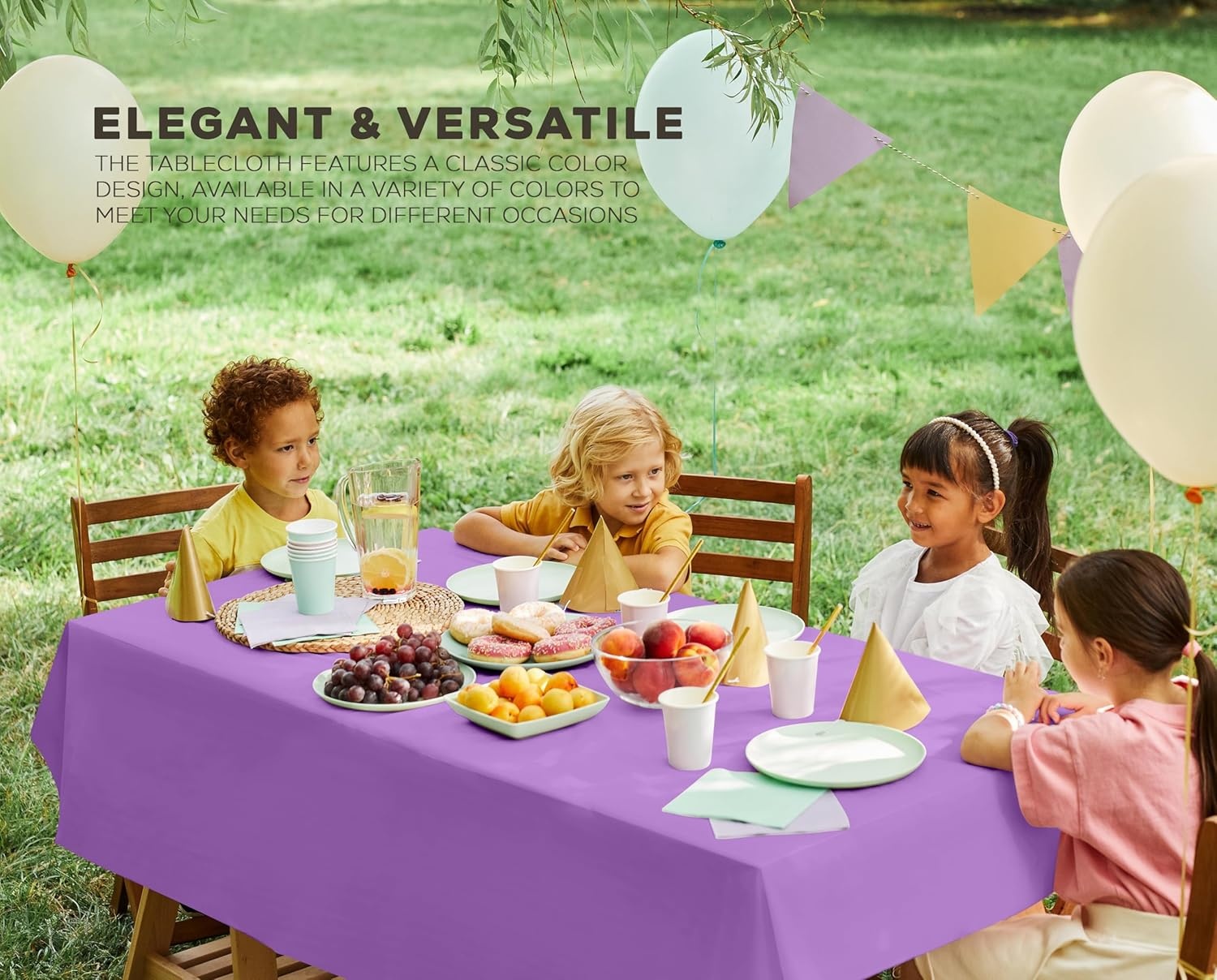 image:imageUtopia Kitchen Plastic Table Cloth Disposable 12 Pack 54x108 Inch Birthday Rectangle Tablecloth Waterproof Stain Resistant Party Table CoverLavender