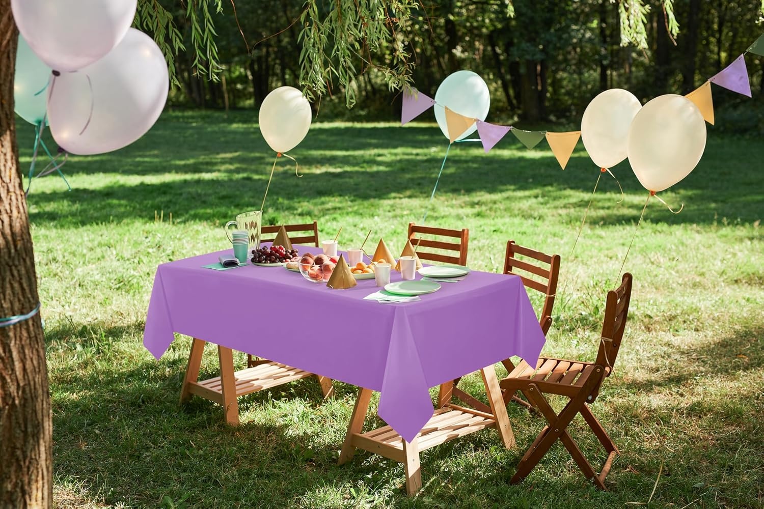 image:imageUtopia Kitchen Plastic Table Cloth Disposable 12 Pack 54x108 Inch Birthday Rectangle Tablecloth Waterproof Stain Resistant Party Table CoverLavender