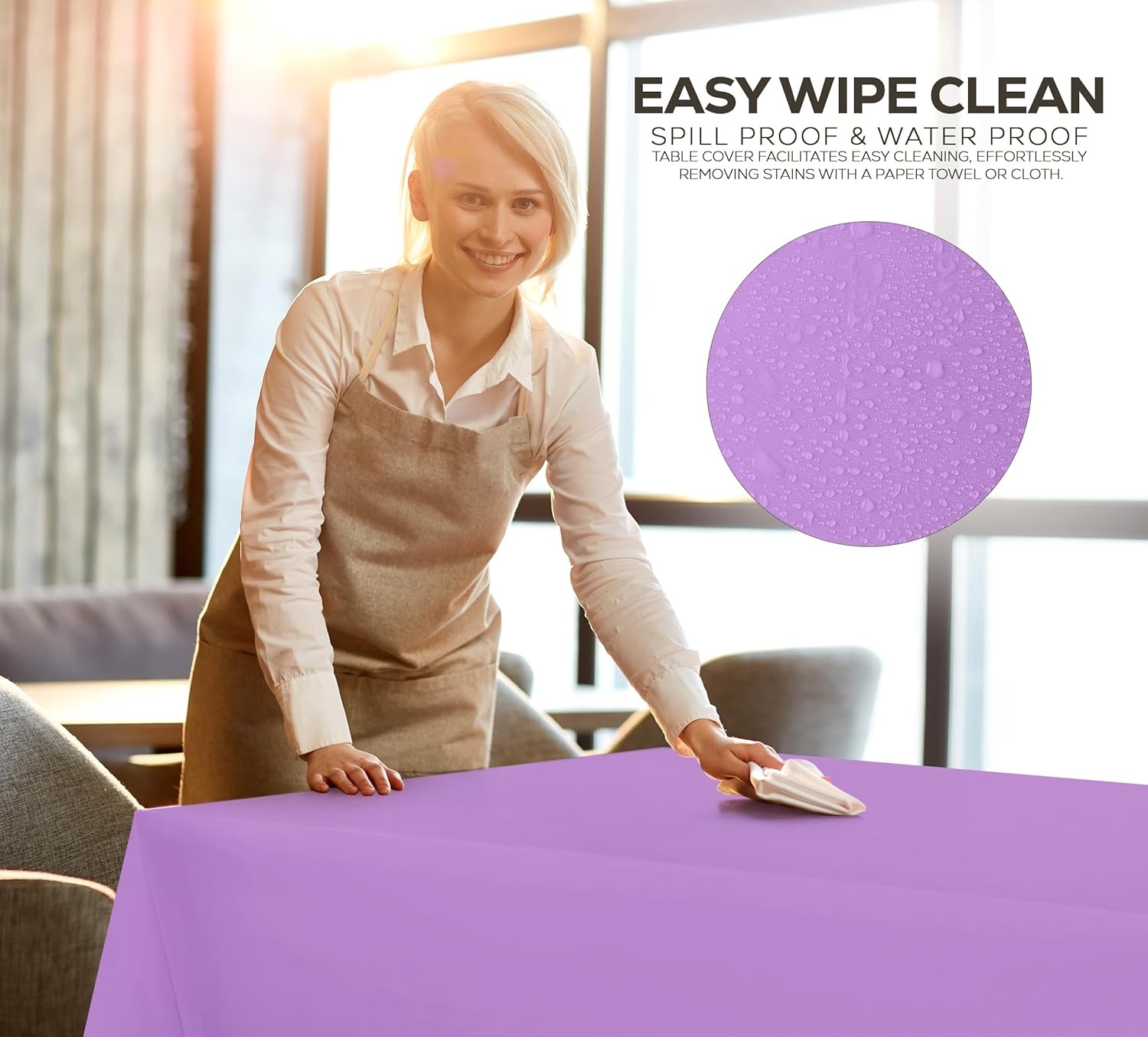 image:imageUtopia Kitchen Plastic Table Cloth Disposable 12 Pack 54x108 Inch Birthday Rectangle Tablecloth Waterproof Stain Resistant Party Table CoverLavender