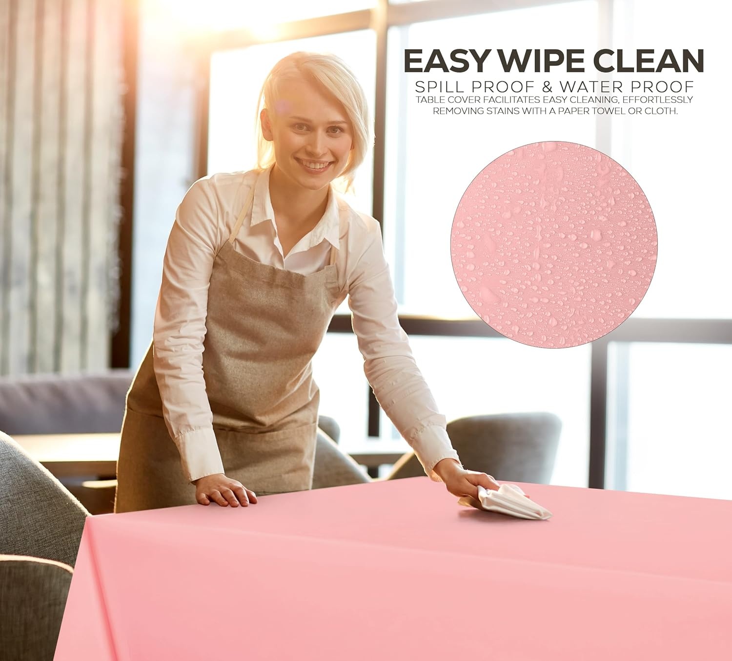 image:imageUtopia Kitchen Plastic Table Cloth Disposable 12 Pack 54x108 Inch Birthday Rectangle Tablecloth Waterproof Stain Resistant Party Table CoverPink