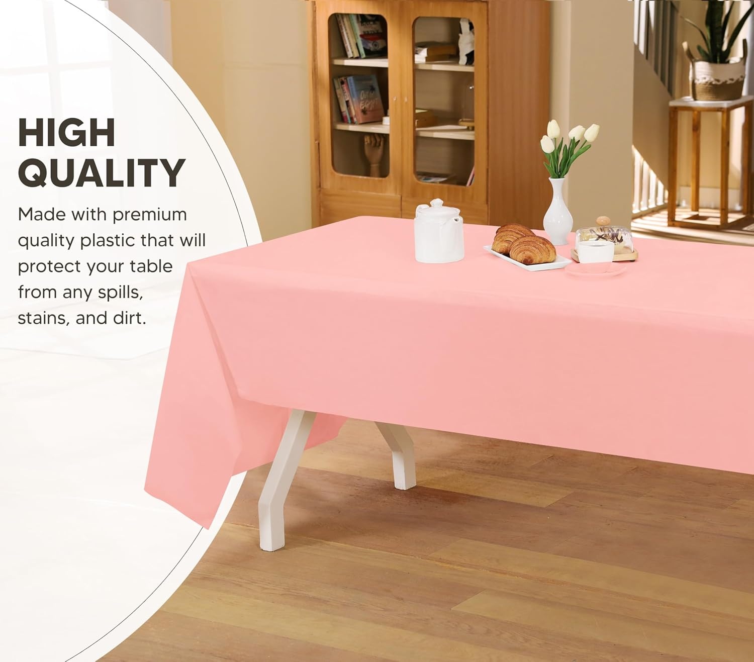 image:imageUtopia Kitchen Plastic Table Cloth Disposable 12 Pack 54x108 Inch Birthday Rectangle Tablecloth Waterproof Stain Resistant Party Table CoverPink