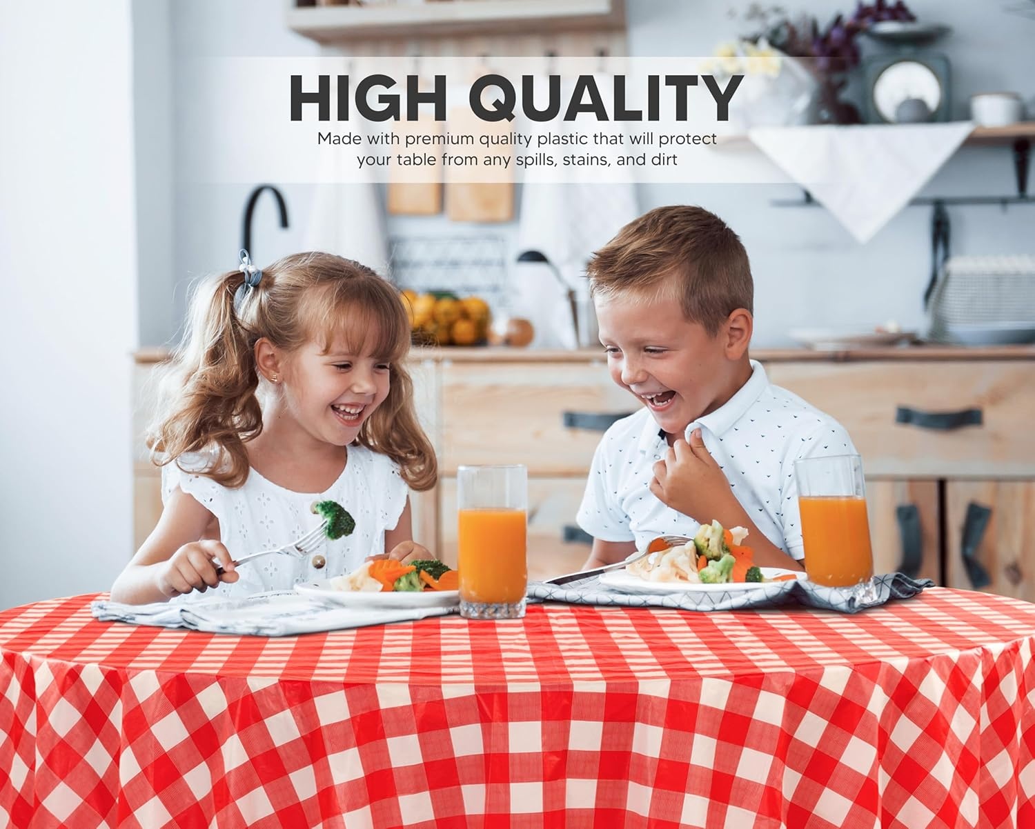 image:imageUtopia Kitchen Plastic Table Cloth Disposable 12 Pack 54x108 Inch Birthday Rectangle Tablecloth Waterproof Stain Resistant Party Table CoverRed Check