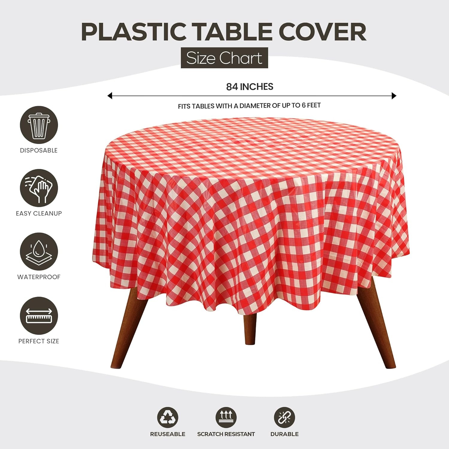 image:imageUtopia Kitchen Plastic Table Cloth Disposable 12 Pack 54x108 Inch Birthday Rectangle Tablecloth Waterproof Stain Resistant Party Table CoverRed Check