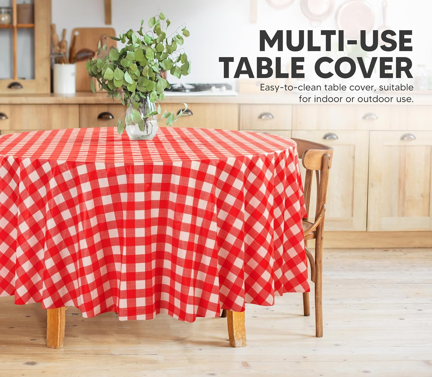 image:imageUtopia Kitchen Plastic Table Cloth Disposable 12 Pack 54x108 Inch Birthday Rectangle Tablecloth Waterproof Stain Resistant Party Table CoverRed Check