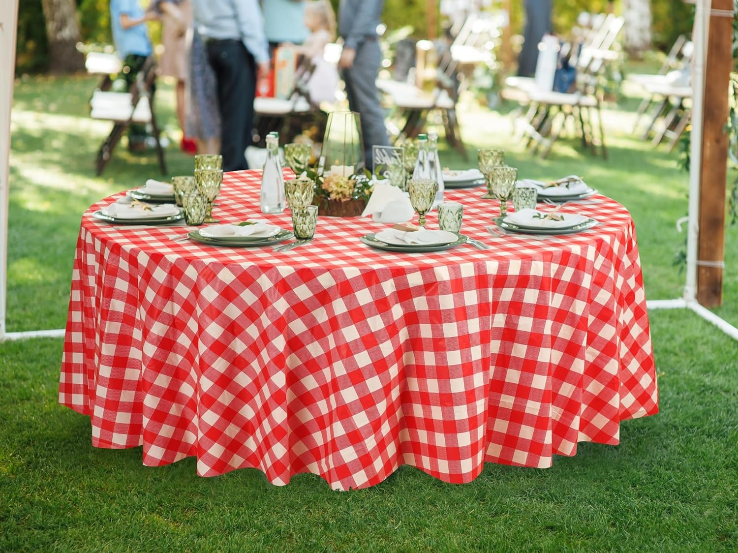 image:imageUtopia Kitchen Plastic Table Cloth Disposable 12 Pack 54x108 Inch Birthday Rectangle Tablecloth Waterproof Stain Resistant Party Table CoverRed Check