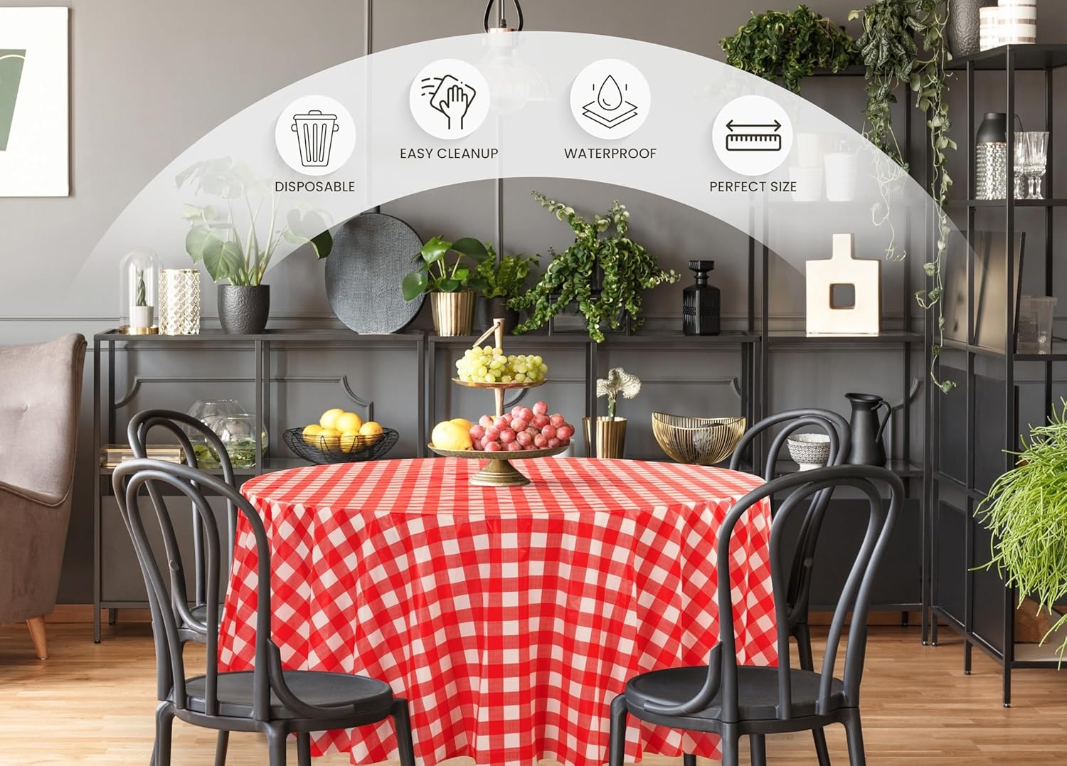 image:imageUtopia Kitchen Plastic Table Cloth Disposable 12 Pack 54x108 Inch Birthday Rectangle Tablecloth Waterproof Stain Resistant Party Table CoverRed Check