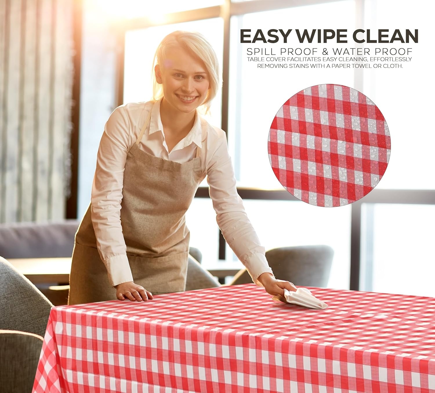 image:imageUtopia Kitchen Plastic Table Cloth Disposable 12 Pack 54x108 Inch Birthday Rectangle Tablecloth Waterproof Stain Resistant Party Table CoverRed Check