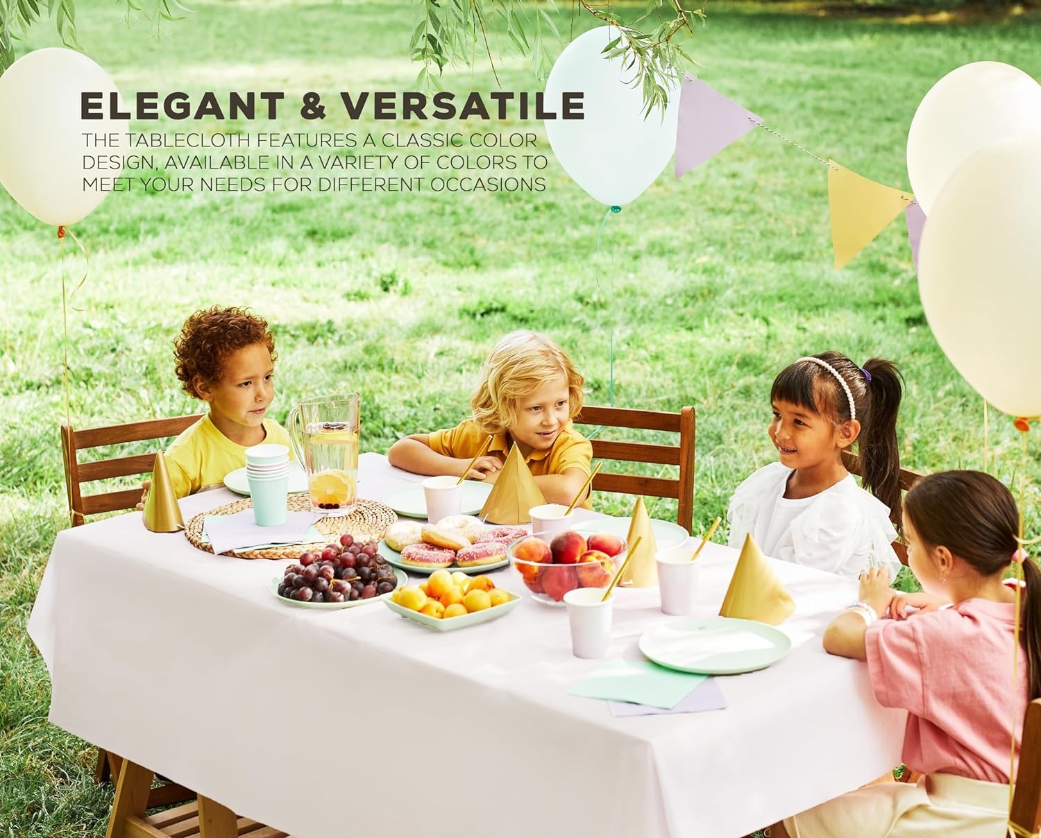 image:imageUtopia Kitchen Plastic Table Cloth Disposable 12 Pack 54x108 Inch Birthday Rectangle Tablecloth Waterproof Stain Resistant Party Table CoverWhite