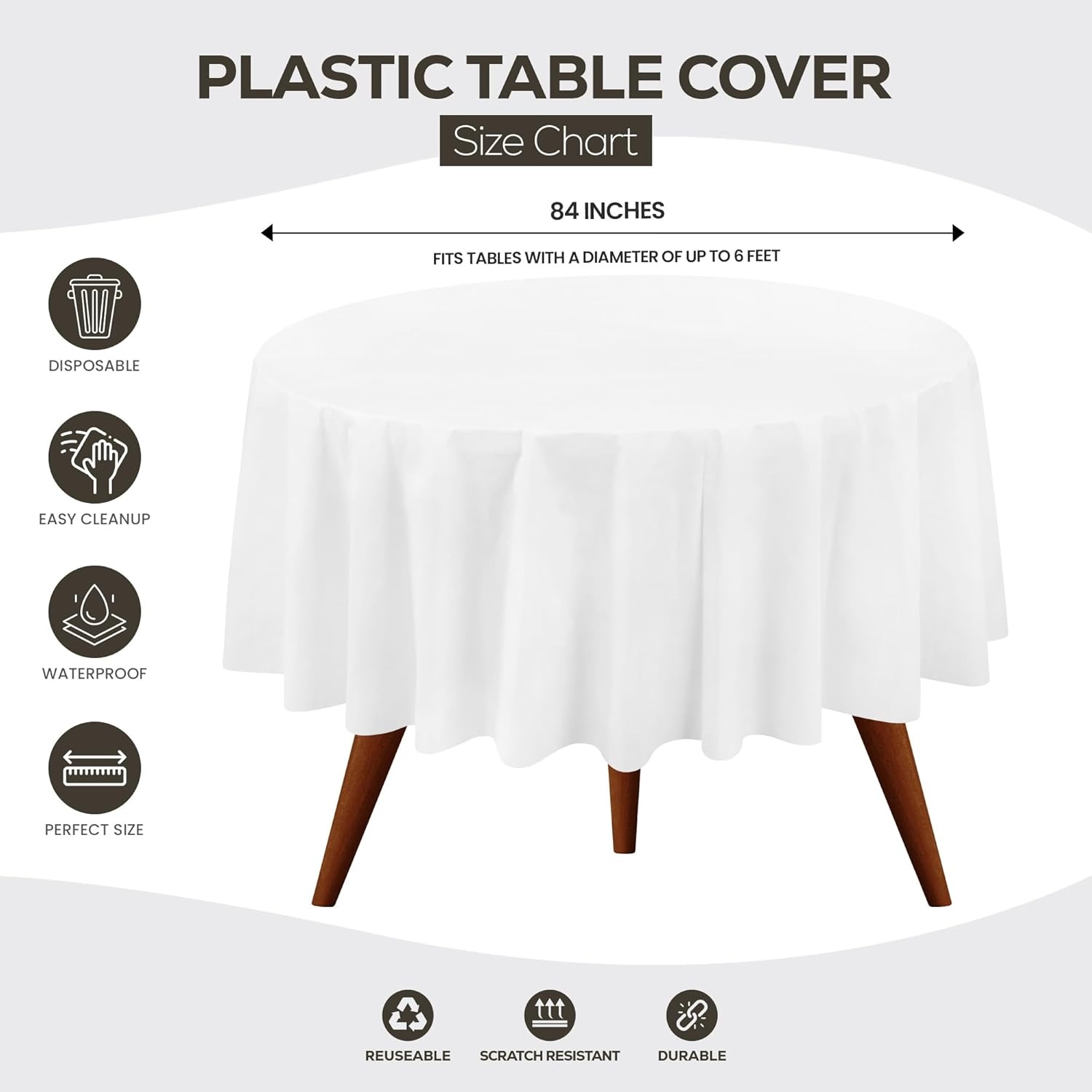 image:imageUtopia Kitchen Plastic Table Cloth Disposable 12 Pack 54x108 Inch Birthday Rectangle Tablecloth Waterproof Stain Resistant Party Table CoverWhite