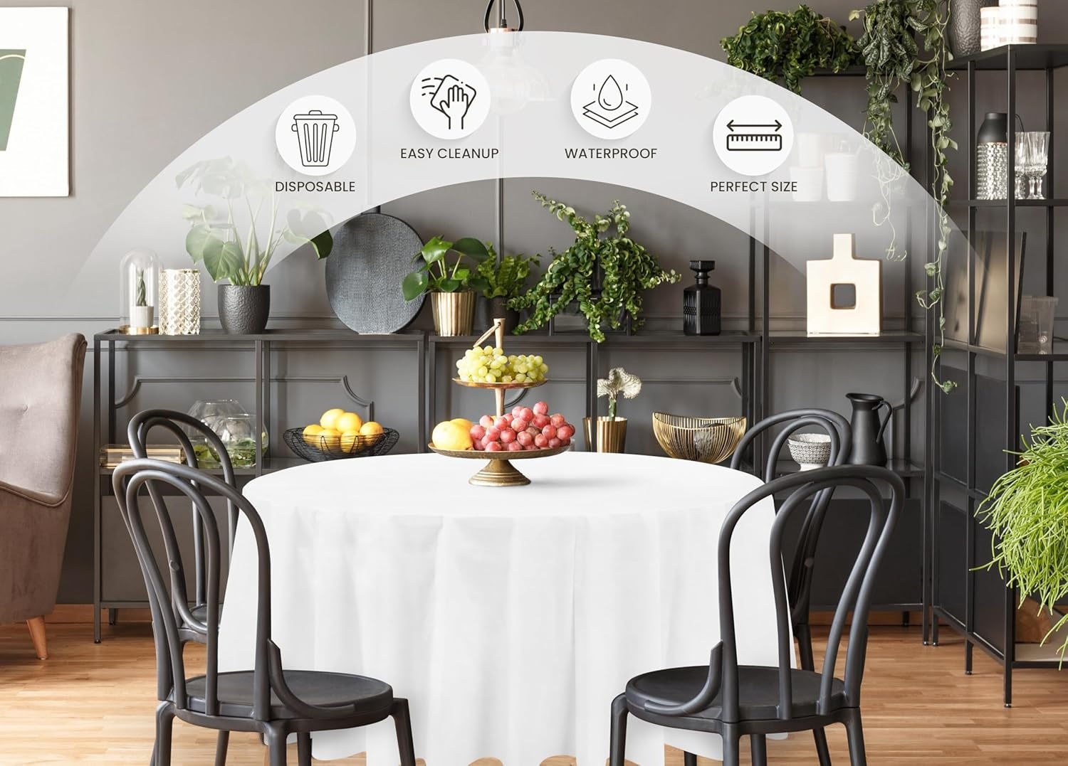 image:imageUtopia Kitchen Plastic Table Cloth Disposable 12 Pack 54x108 Inch Birthday Rectangle Tablecloth Waterproof Stain Resistant Party Table CoverWhite