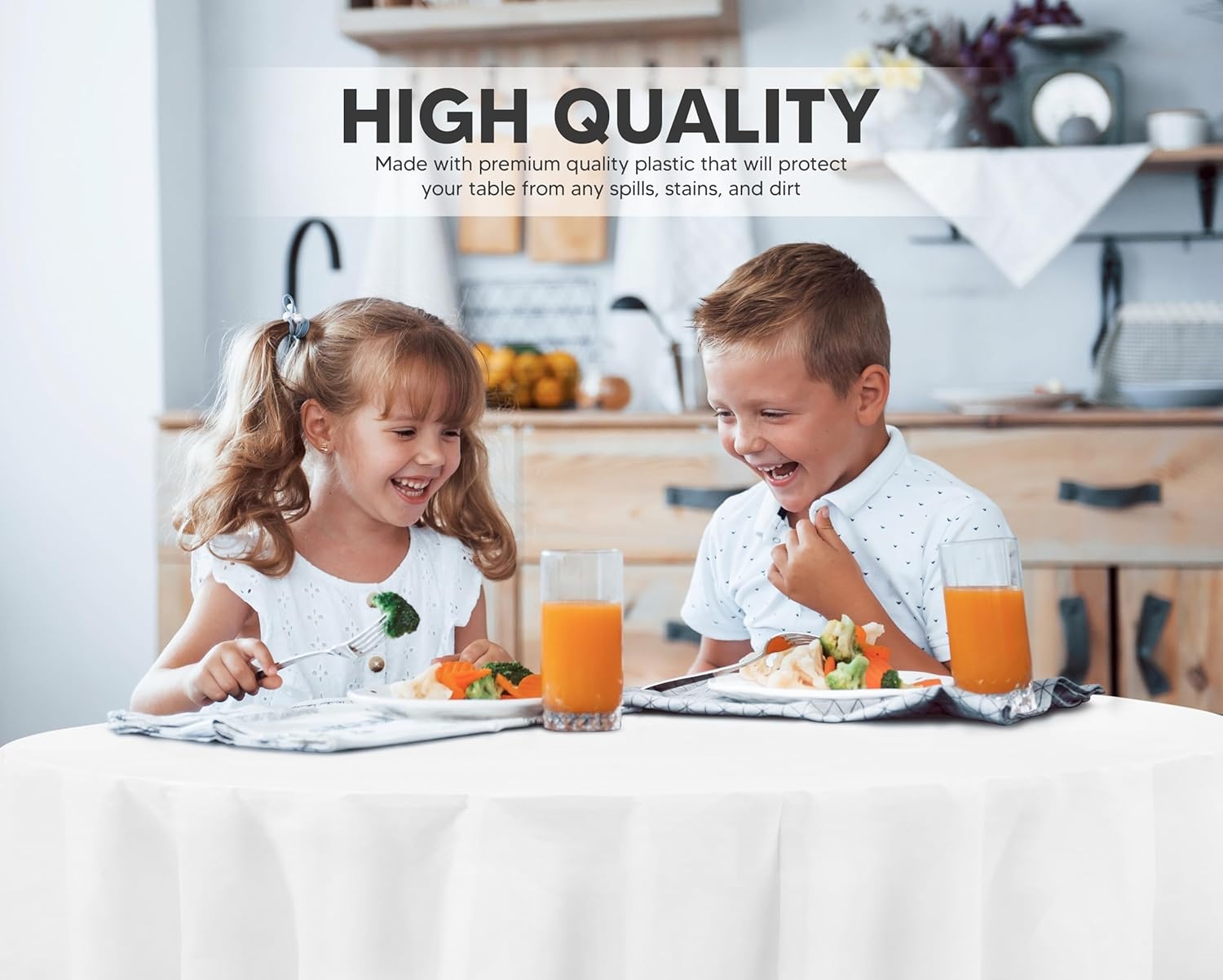 image:imageUtopia Kitchen Plastic Table Cloth Disposable 12 Pack 54x108 Inch Birthday Rectangle Tablecloth Waterproof Stain Resistant Party Table CoverWhite