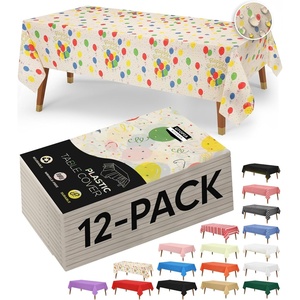 image:imageUtopia Kitchen Plastic Table Cloth Disposable 12 Pack  54x108 Inch Birthday Rectangle Tablecloth Waterproof Stain Resistant Party Table CoverBirthday