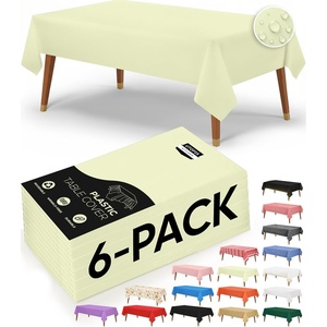 image:imageUtopia Kitchen Plastic Table Cloth Disposable 12 Pack  54x108 Inch Birthday Rectangle Tablecloth Waterproof Stain Resistant Party Table CoverIvory