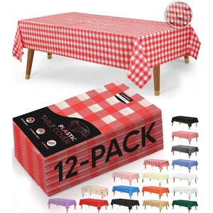 image:imageUtopia Kitchen Plastic Table Cloth Disposable 12 Pack  54x108 Inch Birthday Rectangle Tablecloth Waterproof Stain Resistant Party Table CoverRed Check