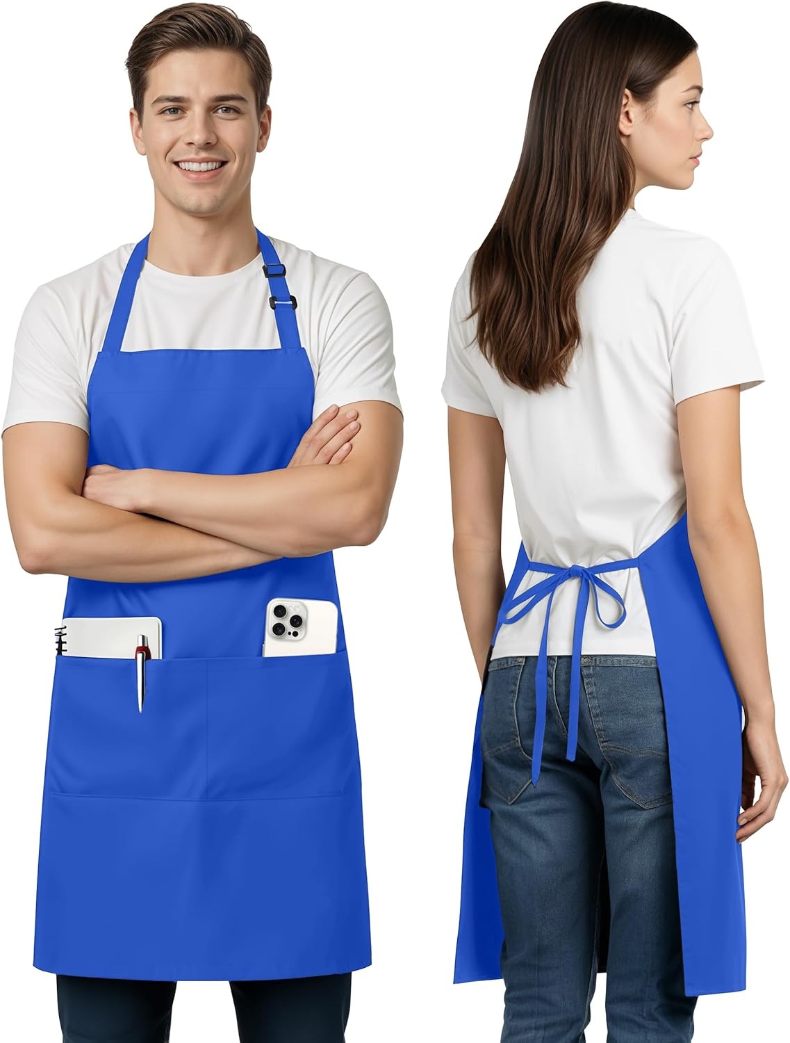 image:imageUtopia Kitchen 1 Pack Bib Apron Adjustable Cooking Apron with 2 Pockets Water Resistant Chef Kitchen Apron for Women MenBlue