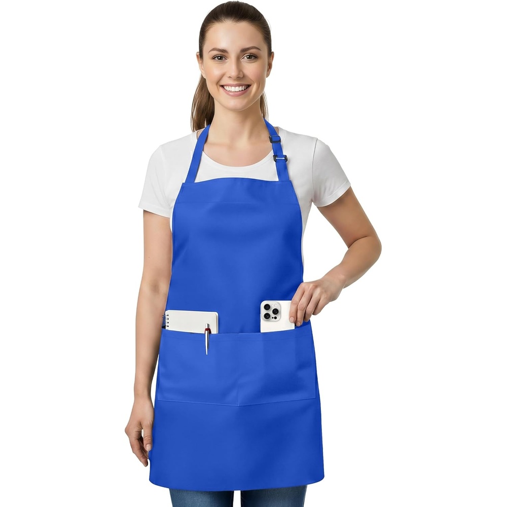 image:imageUtopia Kitchen 1 Pack Bib Apron Adjustable Cooking Apron with 2 Pockets Water Resistant Chef Kitchen Apron for Women MenBlue