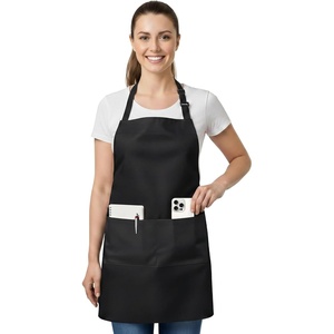 image:imageUtopia Kitchen 1 Pack Bib Apron Adjustable Cooking Apron with 2 Pockets Water Resistant Chef Kitchen Apron for Women MenBlack