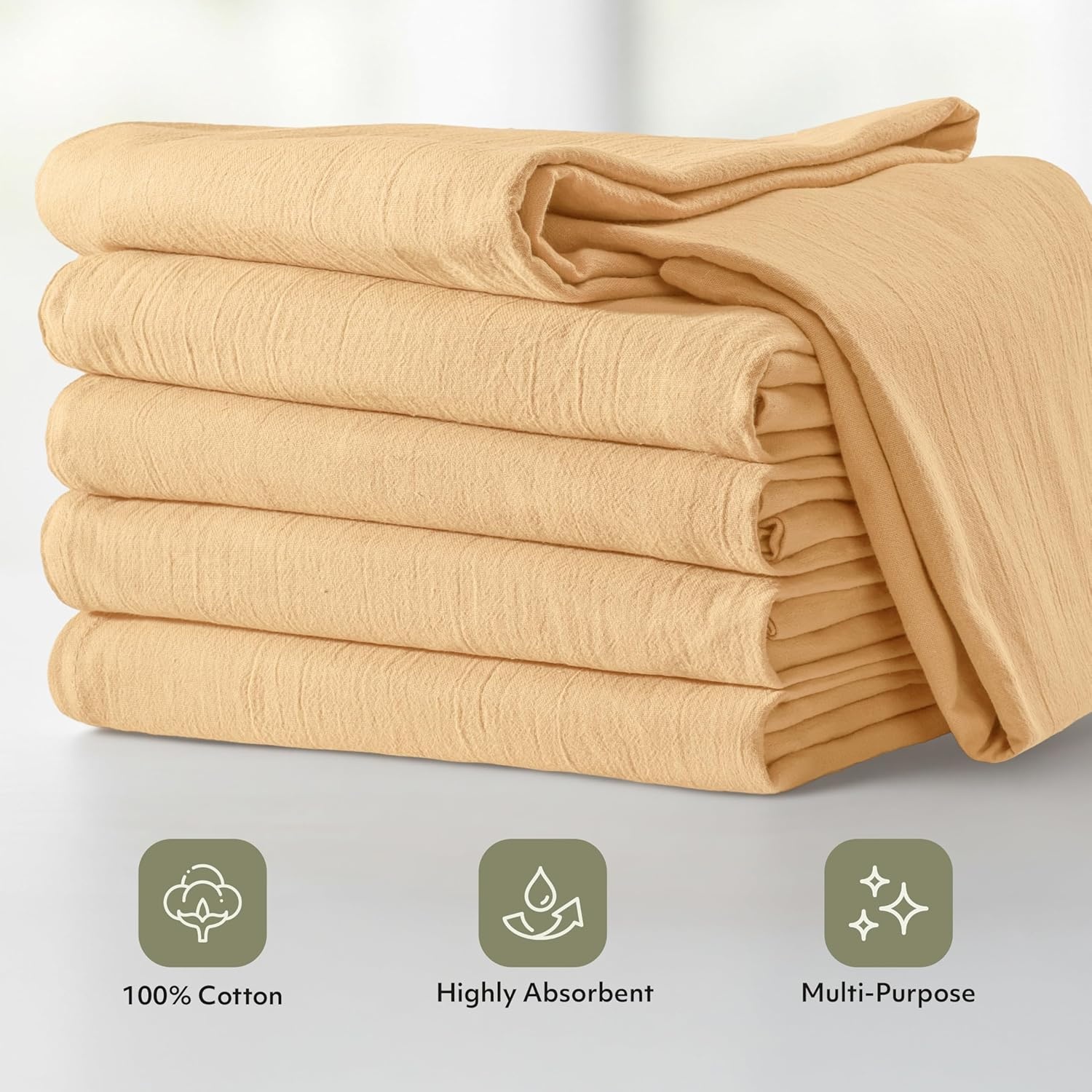 image:imageUtopia Kitchen Orange Flour Sack Towels 12 Pack 28 x 28 Inch 100 Cotton Tea Towels for Cleaning amp Drying Highly Absorbent Kitchen Dish ClothBeige
