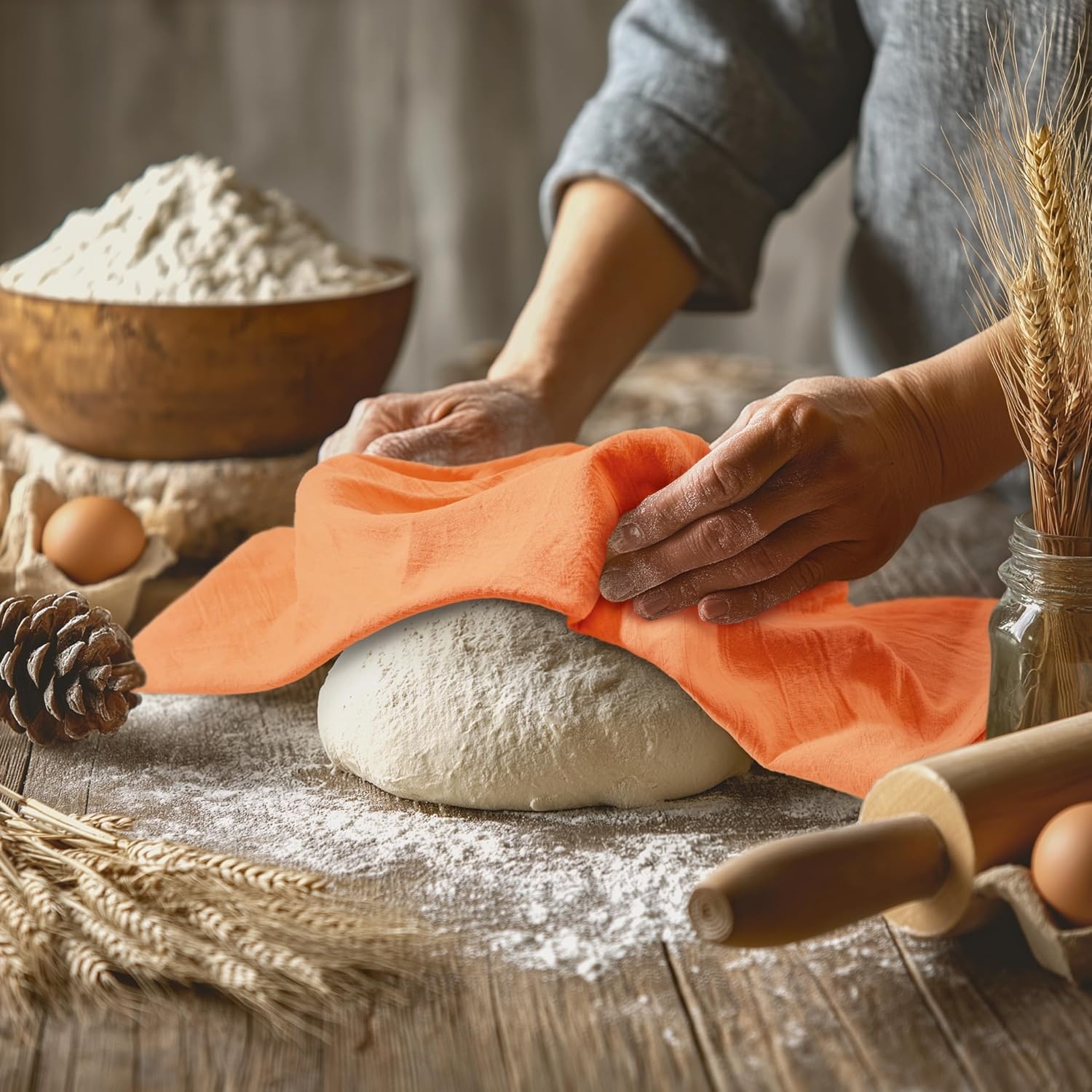 image:imageUtopia Kitchen Orange Flour Sack Towels 12 Pack 28 x 28 Inch 100 Cotton Tea Towels for Cleaning amp Drying Highly Absorbent Kitchen Dish ClothOrange