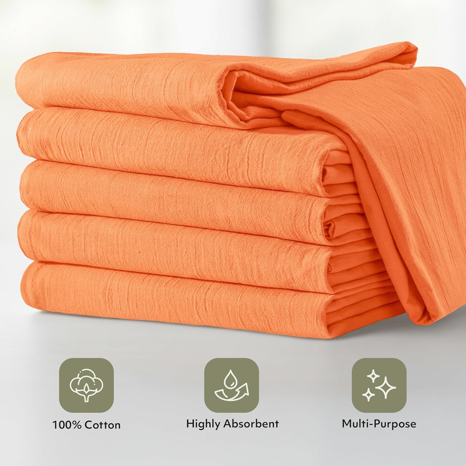 image:imageUtopia Kitchen Orange Flour Sack Towels 12 Pack 28 x 28 Inch 100 Cotton Tea Towels for Cleaning amp Drying Highly Absorbent Kitchen Dish ClothOrange